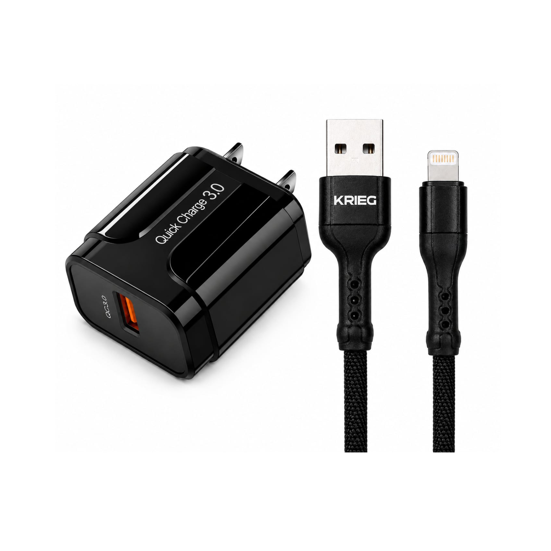 Imagen de Cargador KRIEG KC 31 18W con cable Lightning 2 m carga rápida para iPhone