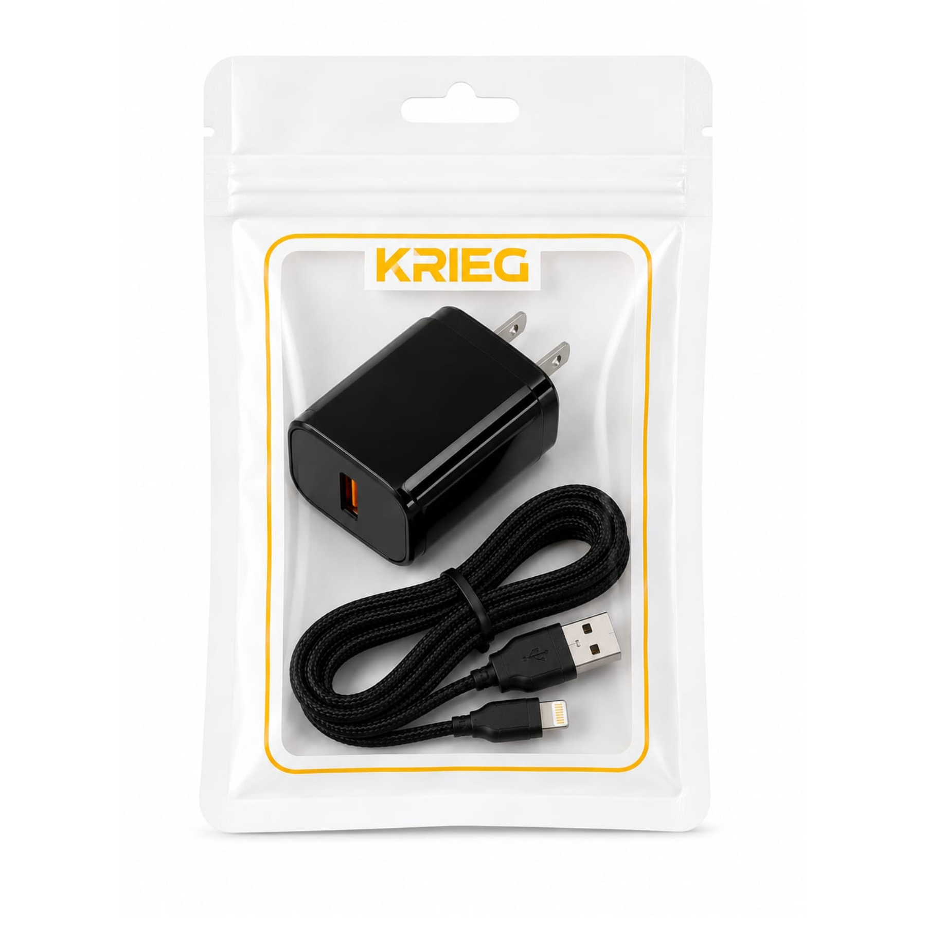 Cargador KRIEG KC 31 18W con cable Lightning 2 m carga rápida para iPhone