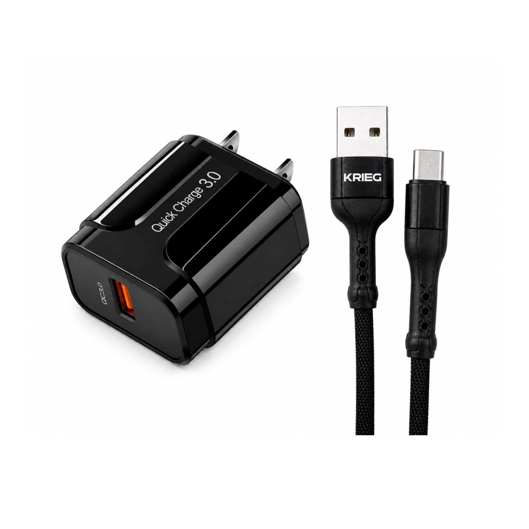 Imagen de Cargador KRIEG KC 31 18W con cable Type C 2 m carga rápida para Android