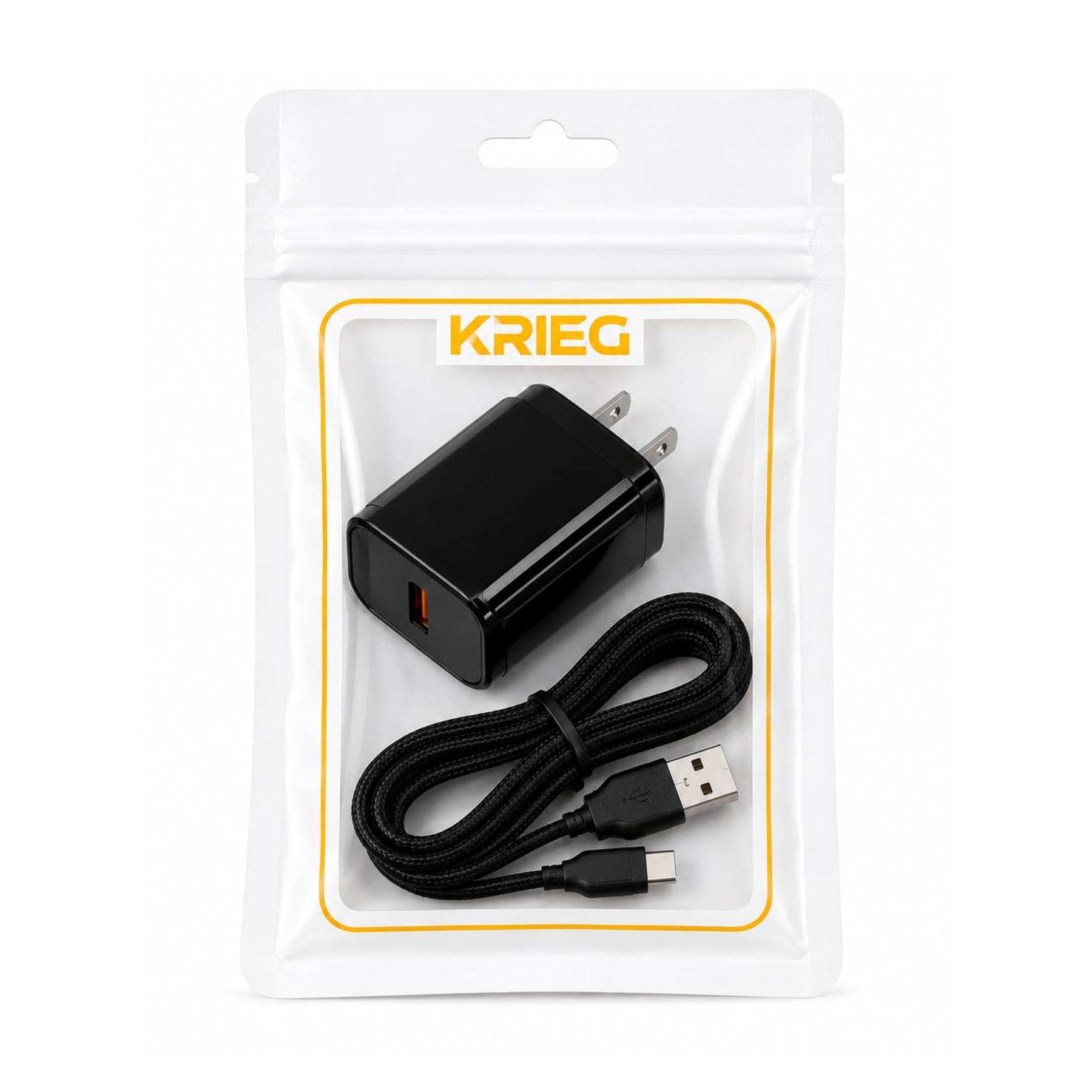 Cargador KRIEG KC 31 18W con cable Type C 2 m carga rápida para Android
