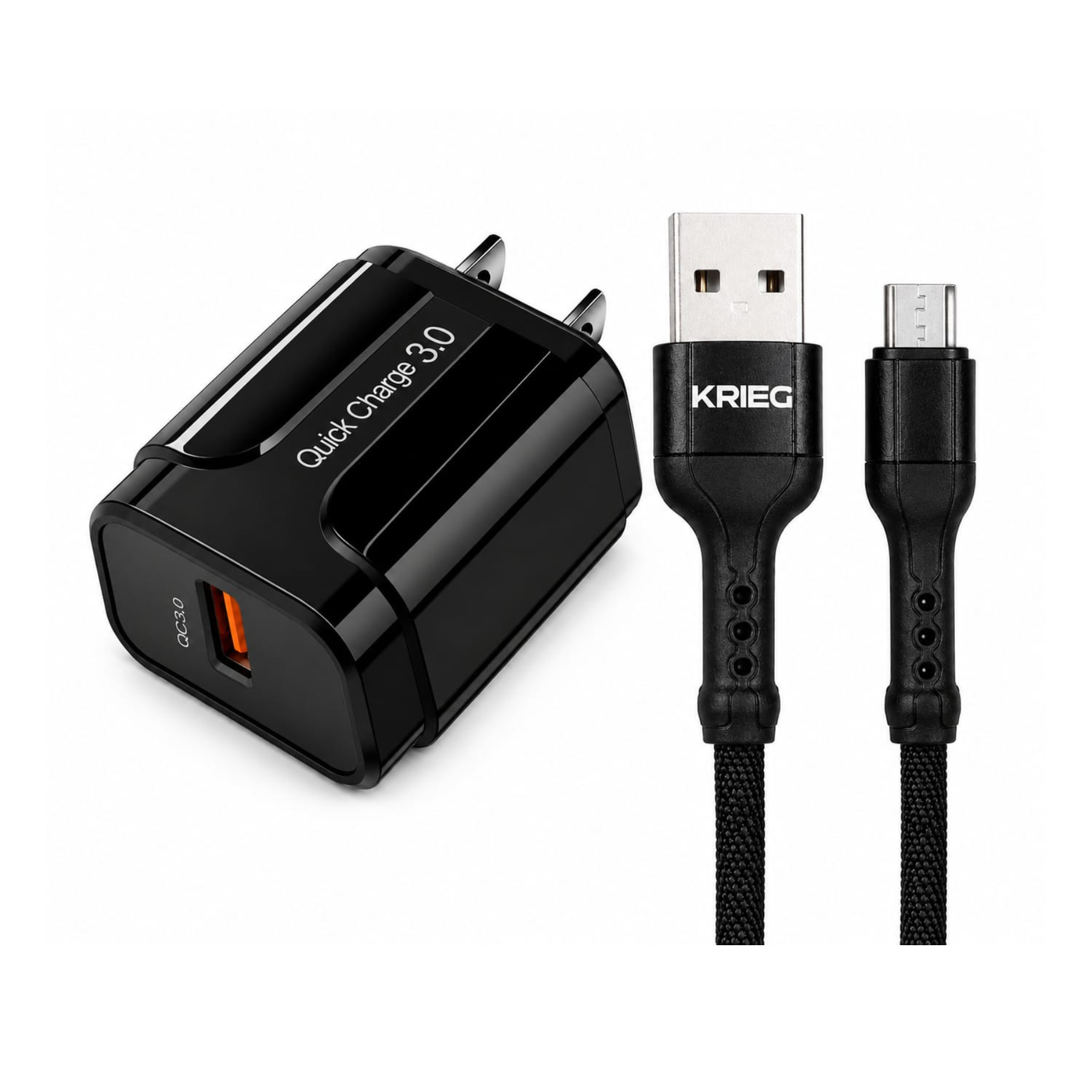 Imagen de Cargador KRIEG KC 31 18W con cable Micro USB 2 m carga práctica y confiable