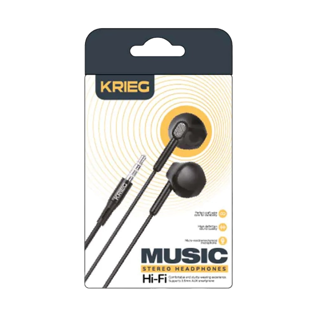 Audífonos KRIEG auxiliares de 3.5mm alambricos