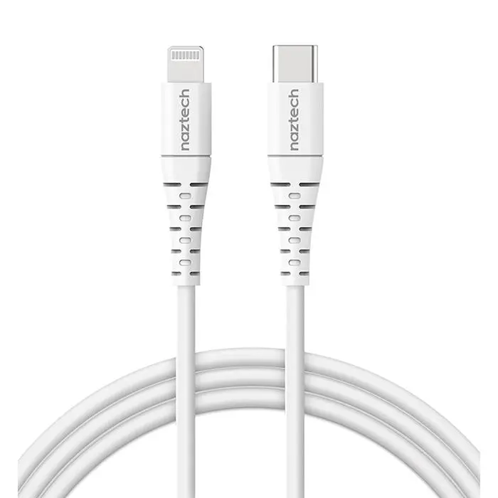 Imagen de Cable Naztech PD MFI Lightning a USB C 2 metros en color blanco