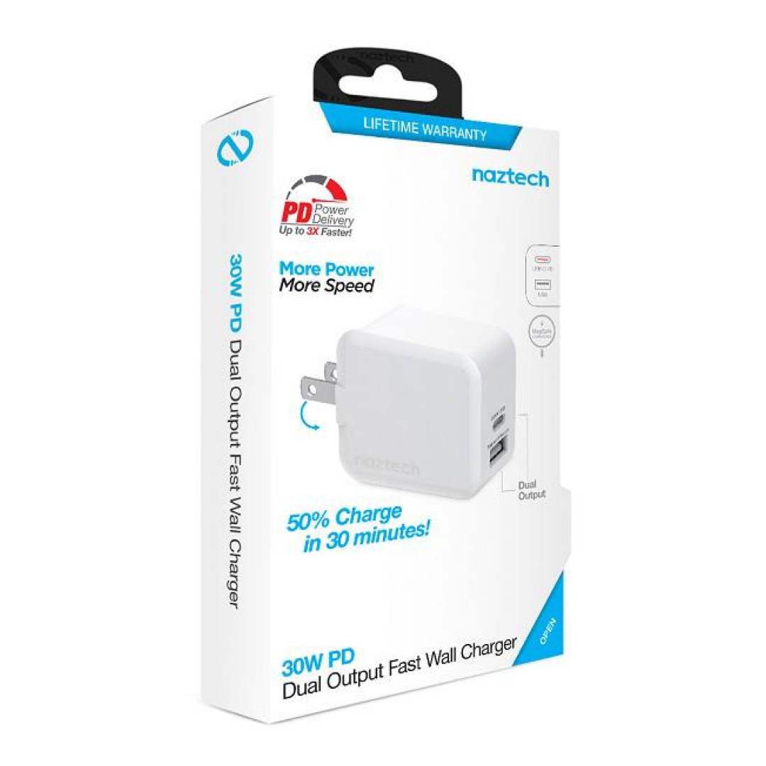 Cargador de pared Naztech 30W de pared USB C a MFI Cable 2 metros