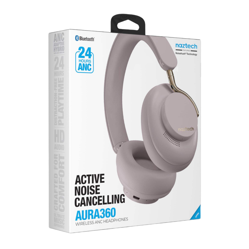 Naztech Aura 360 ANC Wireless Headphones Moondust
