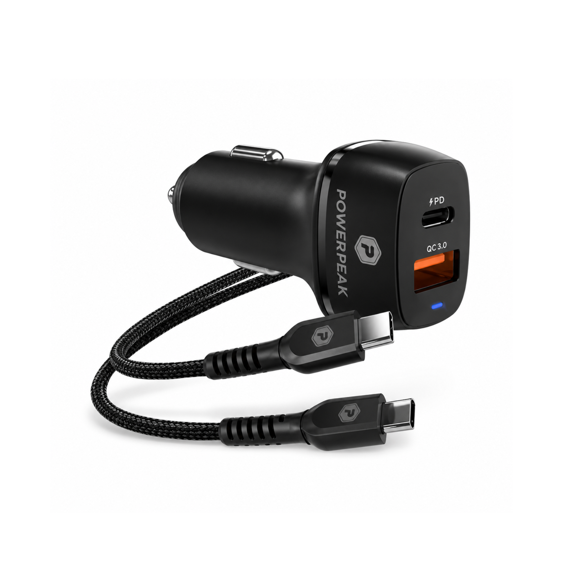 Cargador para automóvil PowerPeak para carro 48W en color negro