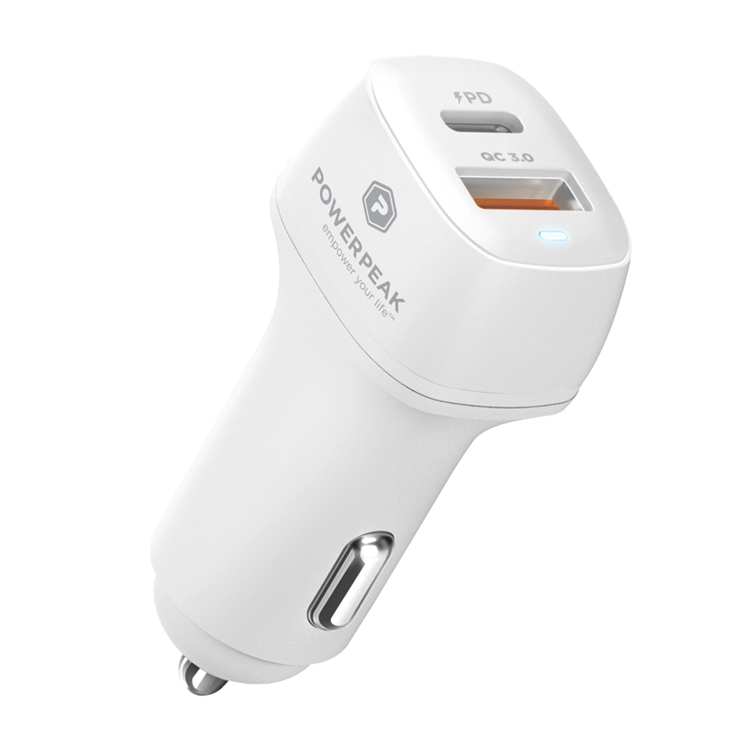 Imagen de Cargador para automóvil PowerPeak doble puerto para auto de 48W