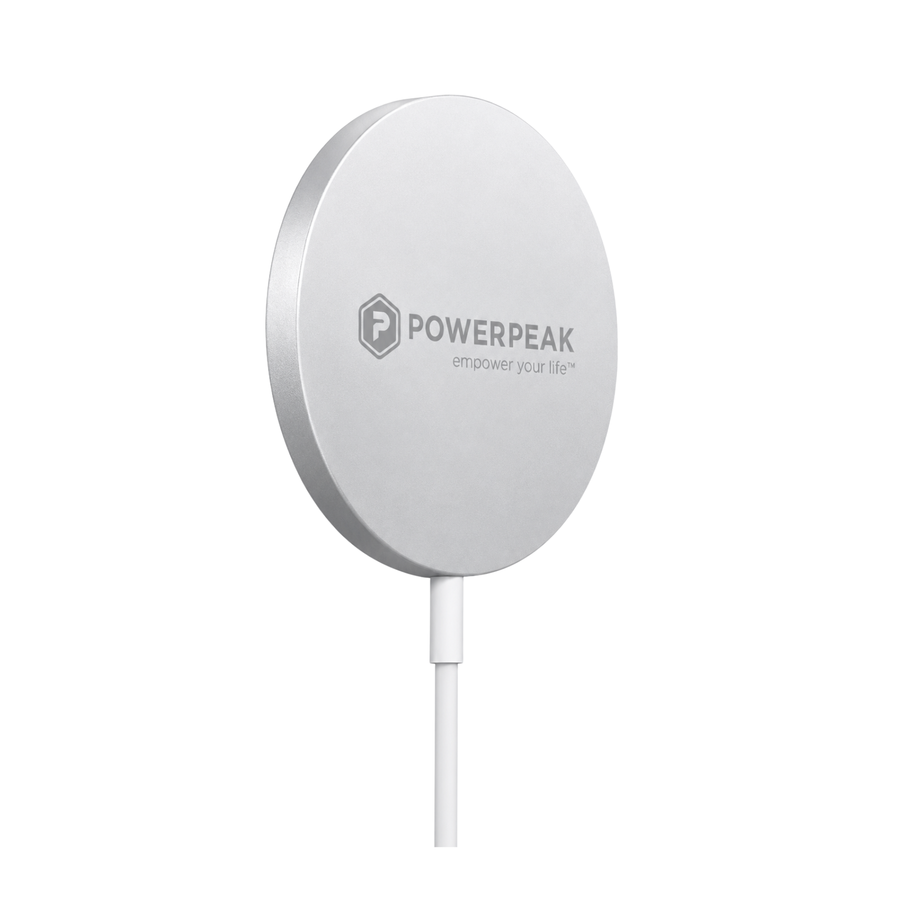 Cargador inalámbrico PowerPeak 15W magnético en color blanco