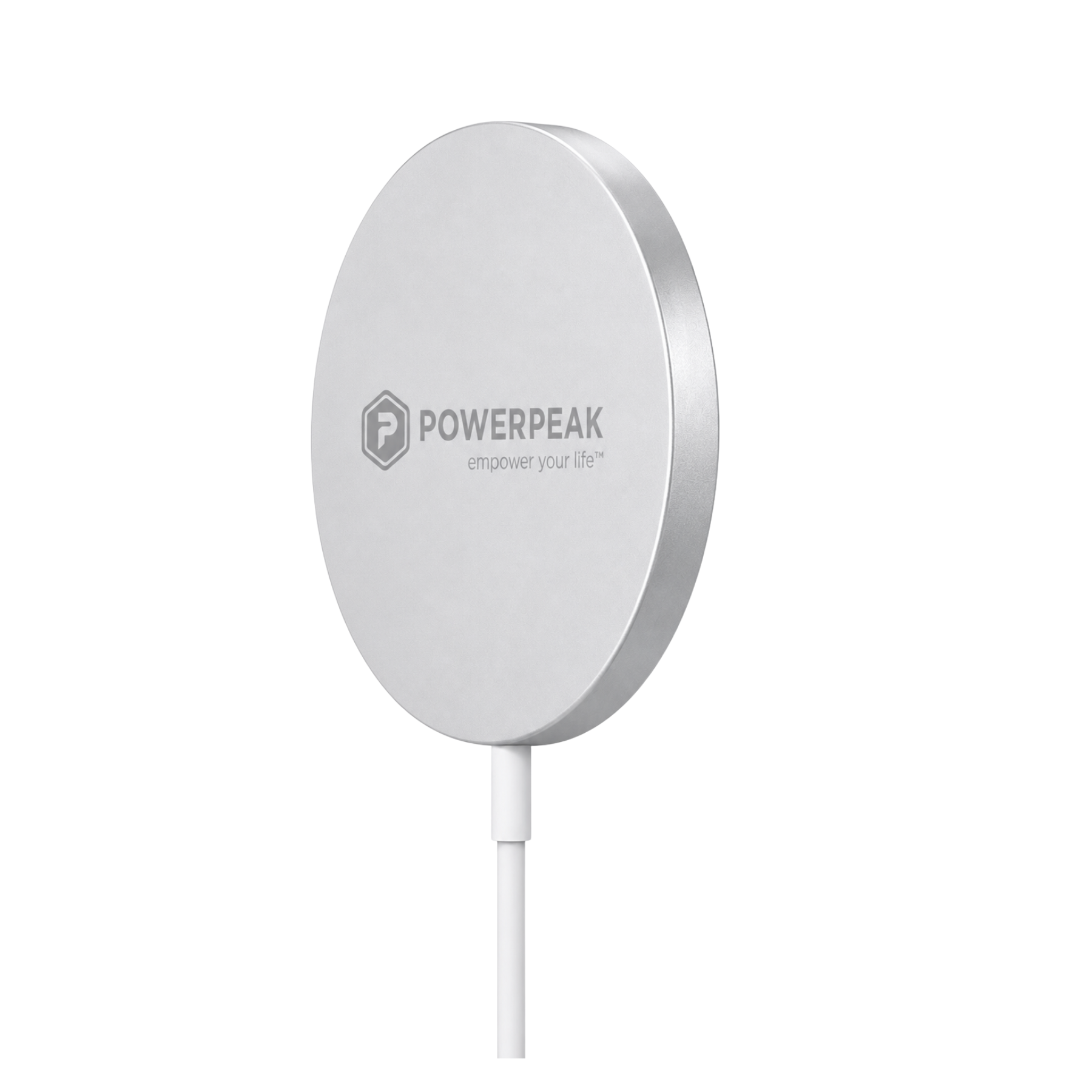 Cargador inalámbrico PowerPeak 15W magnético en color blanco