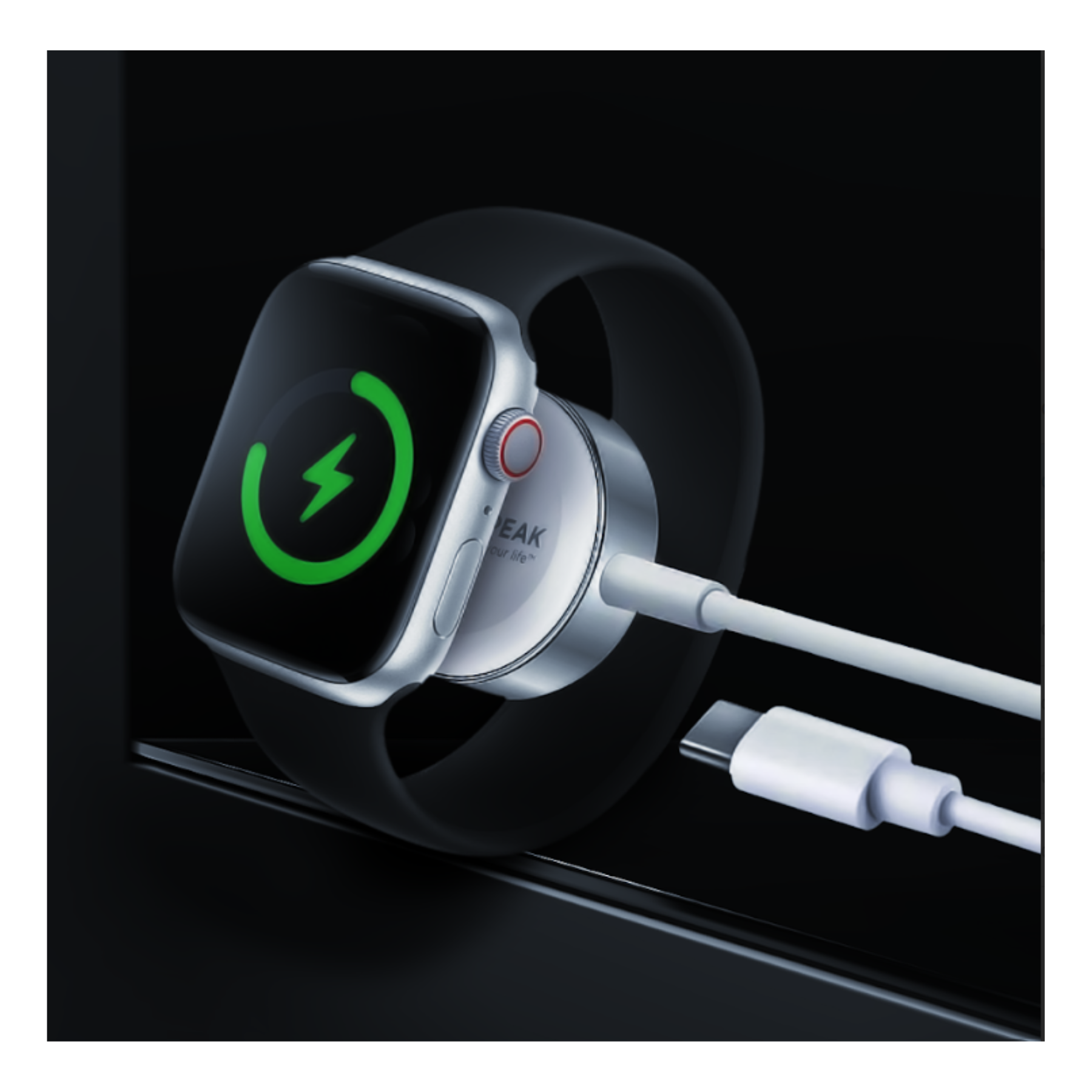 Cable PowerPeak Watch Charging Apple Cable USB C en color blanco