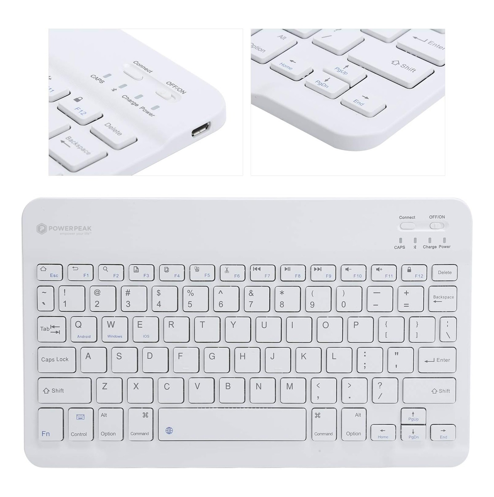 PowerPeak Keyboard Mini Tablet Wireless en color blanco