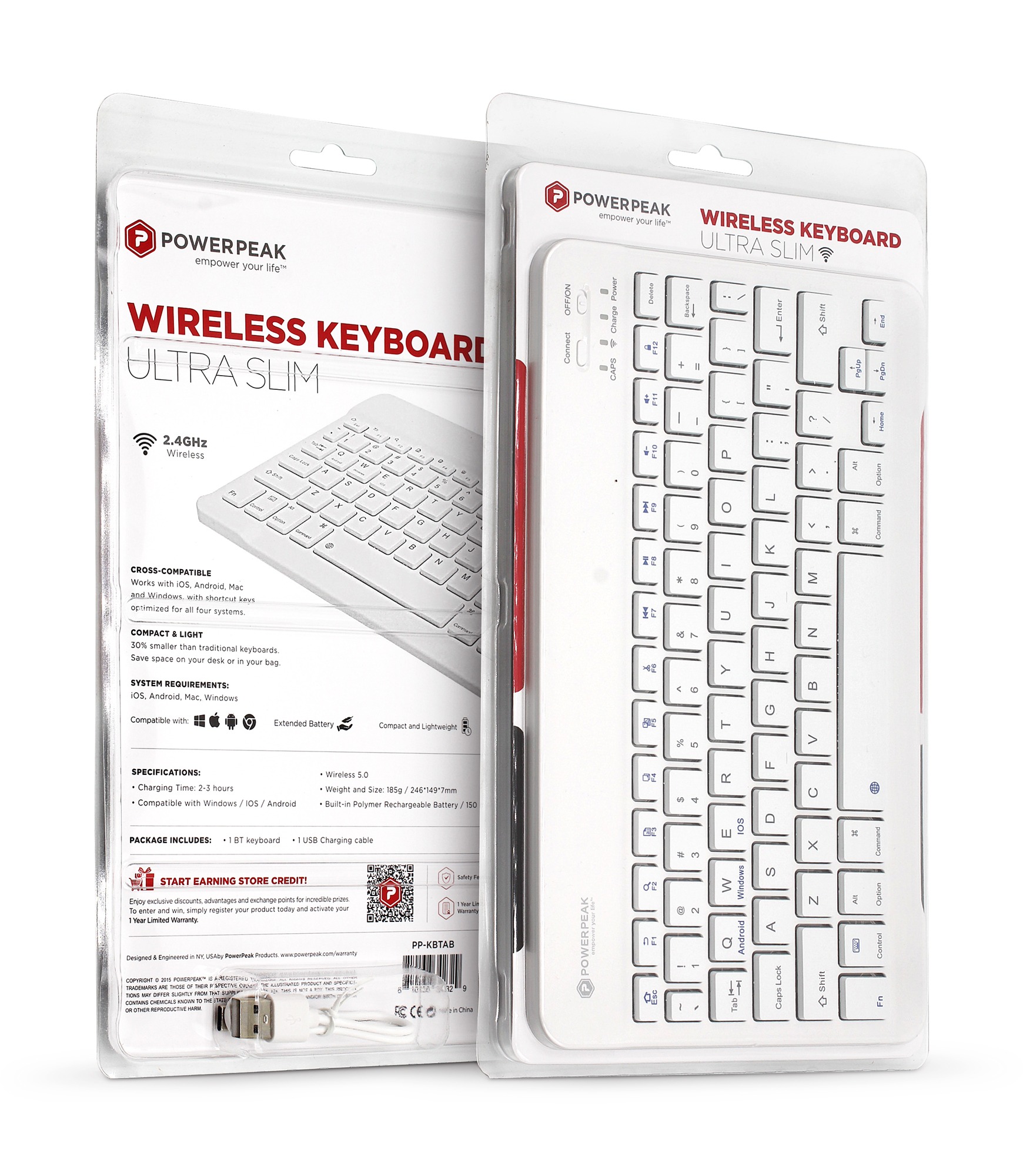 PowerPeak Keyboard Mini Tablet Wireless en color blanco
