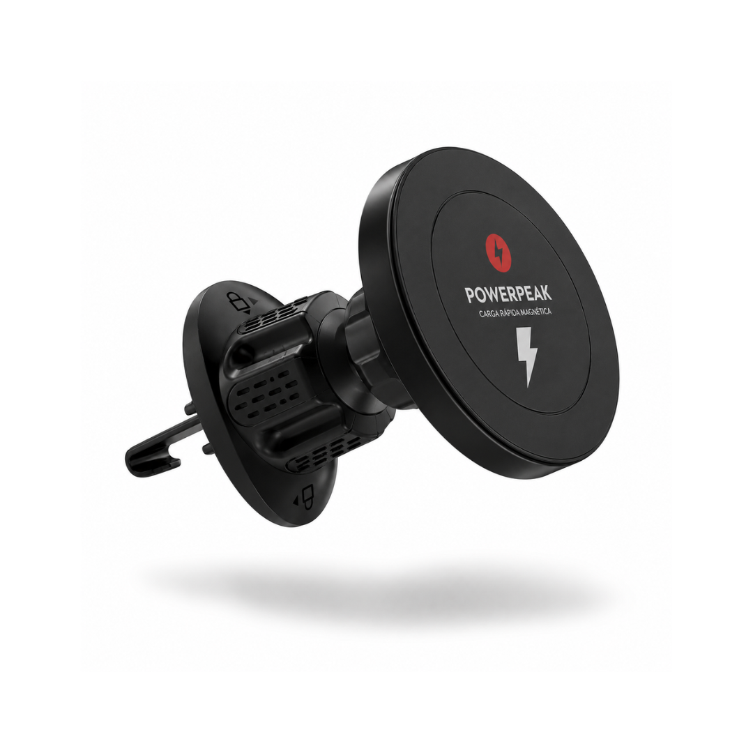 Cargador para automóvil PowerPeak inalámbrico de carro carga rápida en color negro