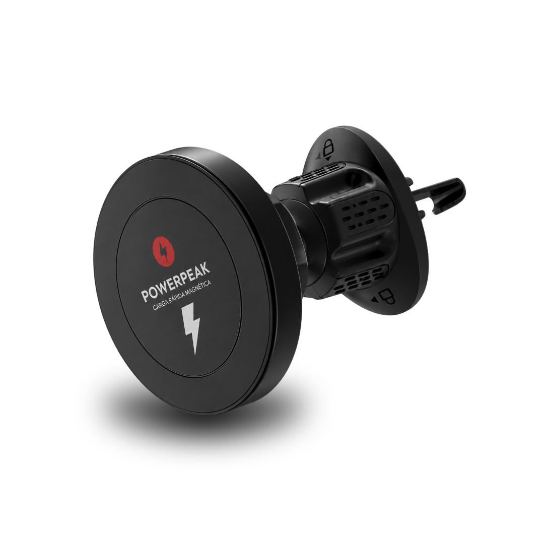Cargador para automóvil PowerPeak inalámbrico de carro carga rápida en color negro