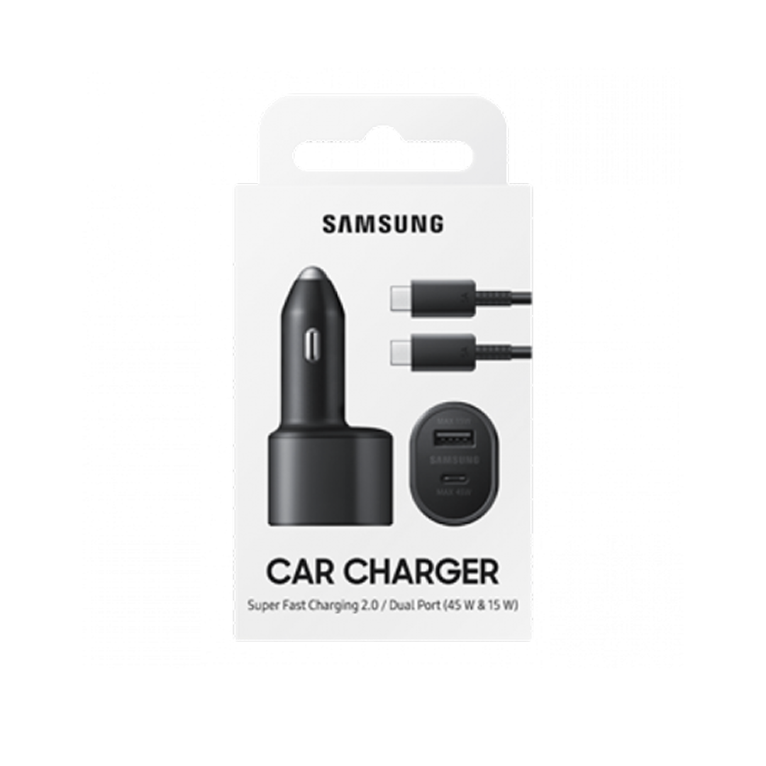 Cargador para automóvil Samsung con Puerto DUAL 45W USB C & 15W USB