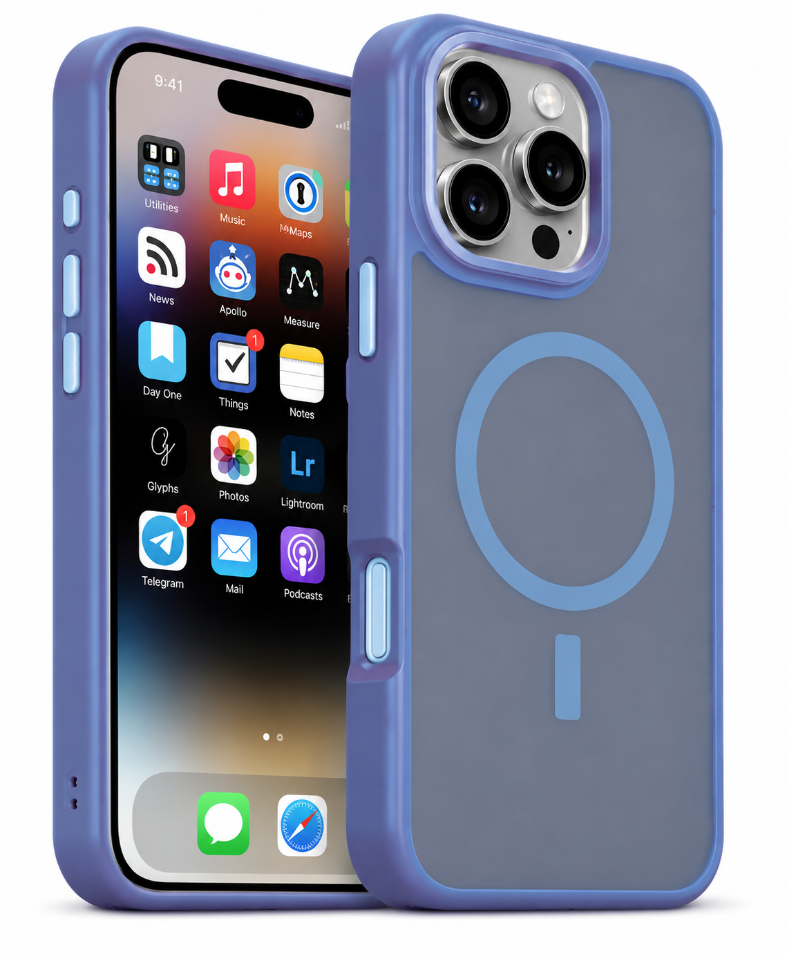 Imagen de Forro XBASE DuoHybrid para iPhone 16 Pro Max en color azul