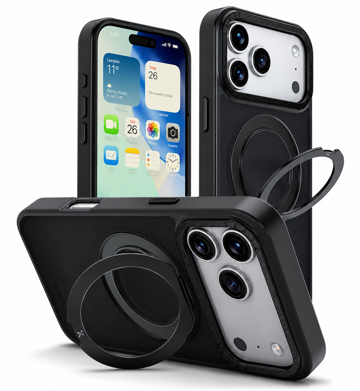 Imagen de Forro XBASE DuoHybrid con base para iPhone 17 Pro Max en color negro