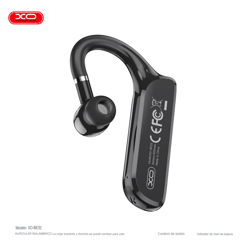Imagen de Audífonos inalámbricos XO Audífono bluetooth de un lado en color negro