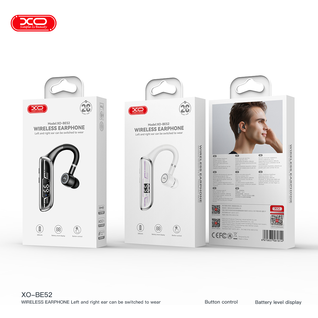 Audífonos inalámbricos XO Audífono bluetooth de un lado en color negro