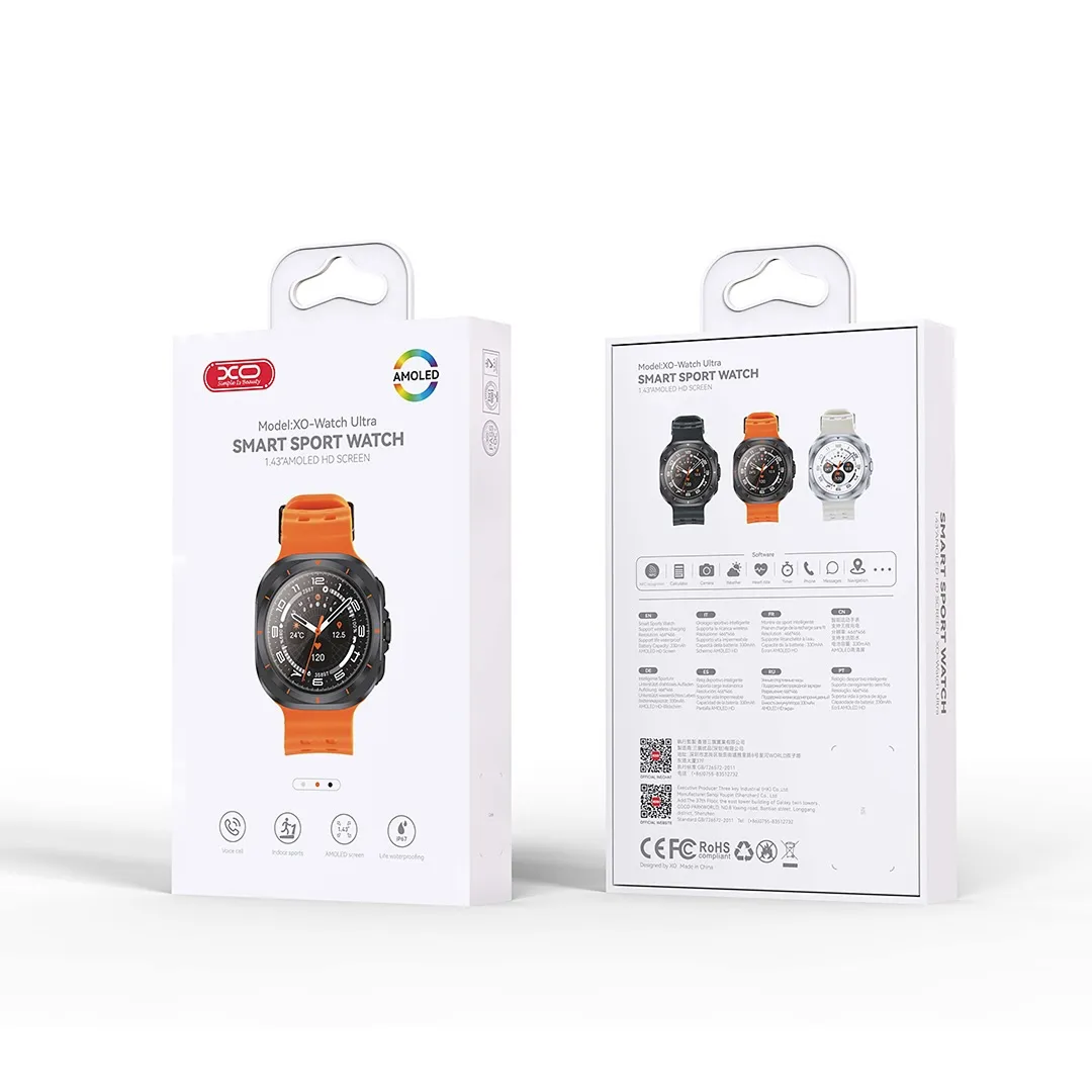 Reloj inteligente XO Watch Ultra con Pantalla Amoled en color negro