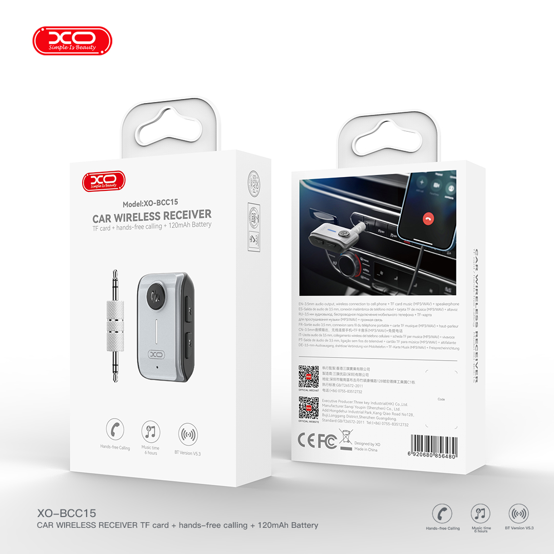 XO Bluetooth Transmitter Support TF card en color gris