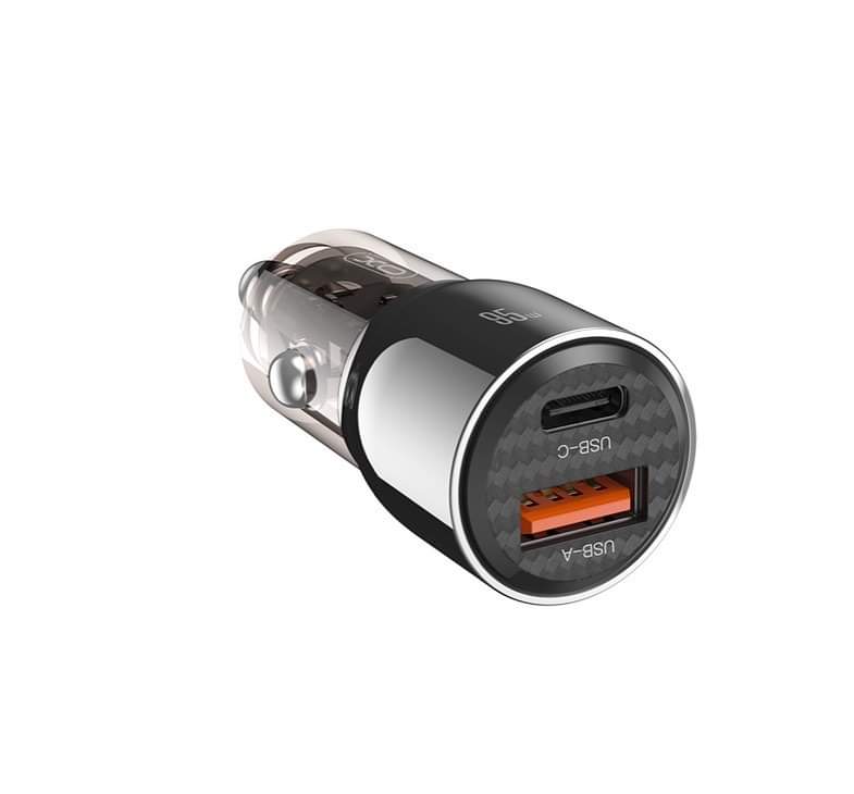 XO intelligent transparent metal car charging A+C=95W (MAX) en color gris