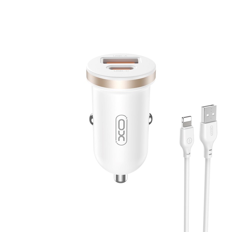Imagen de Cargador para automóvil XO Carga Rápida 30W en color blanco