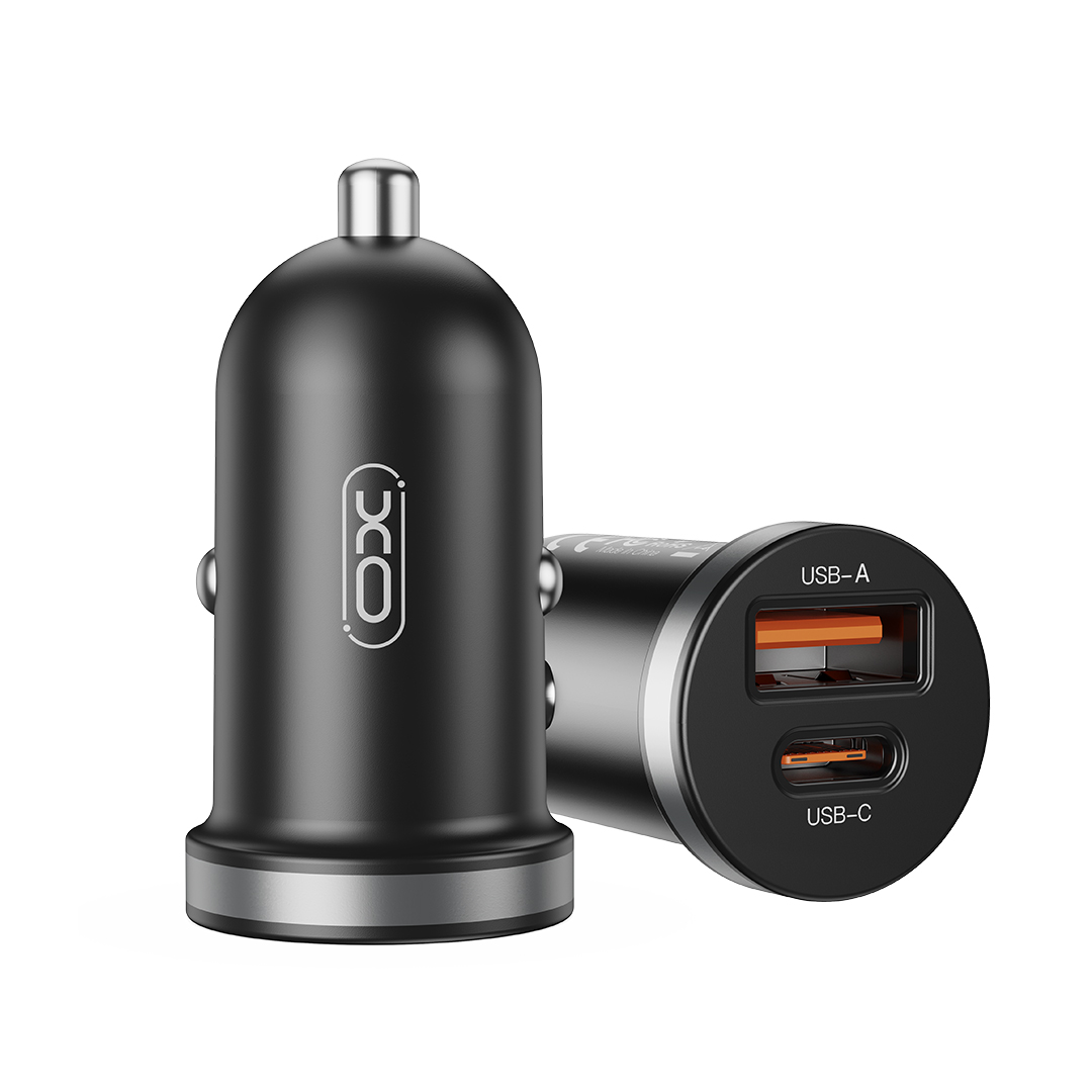 Imagen de Cargador para automóvil XO Carga Rápida 30W en color negro