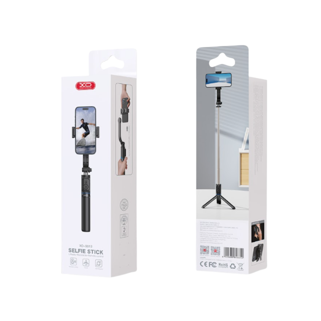 Soporte para fotografía XO Selfie stick bluetooth con trípode en color negro