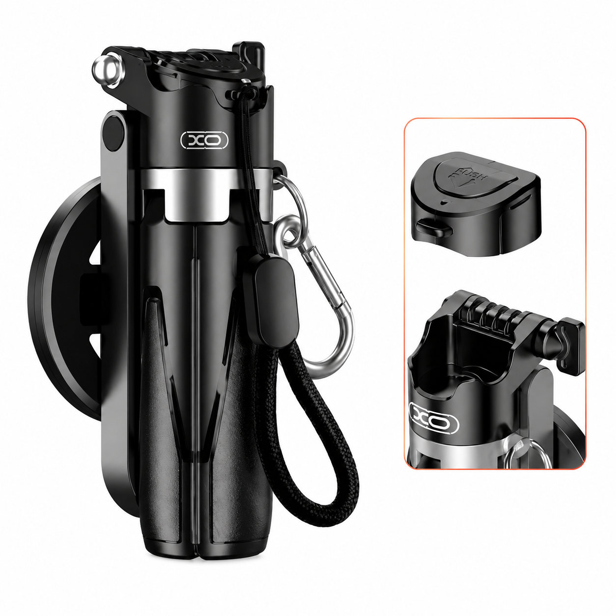 Soporte para fotografía XO Selfie stick 4 en 1 en color negro