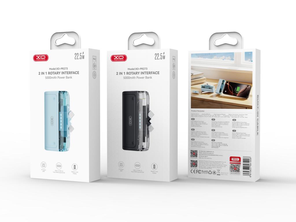 Power bank XO 5,000 mAh en color azul