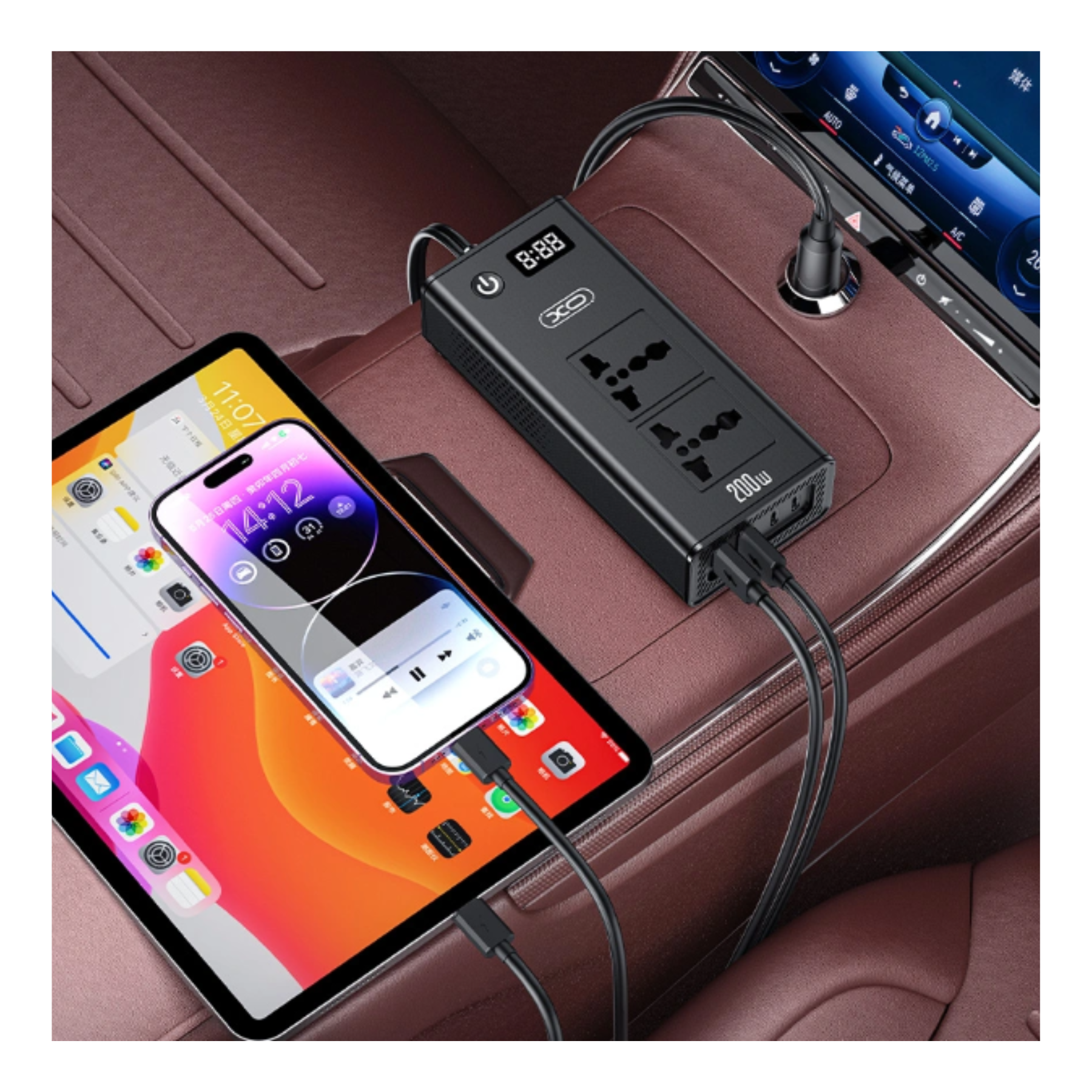 XO Inversor para carro 200W energía premium en el camino