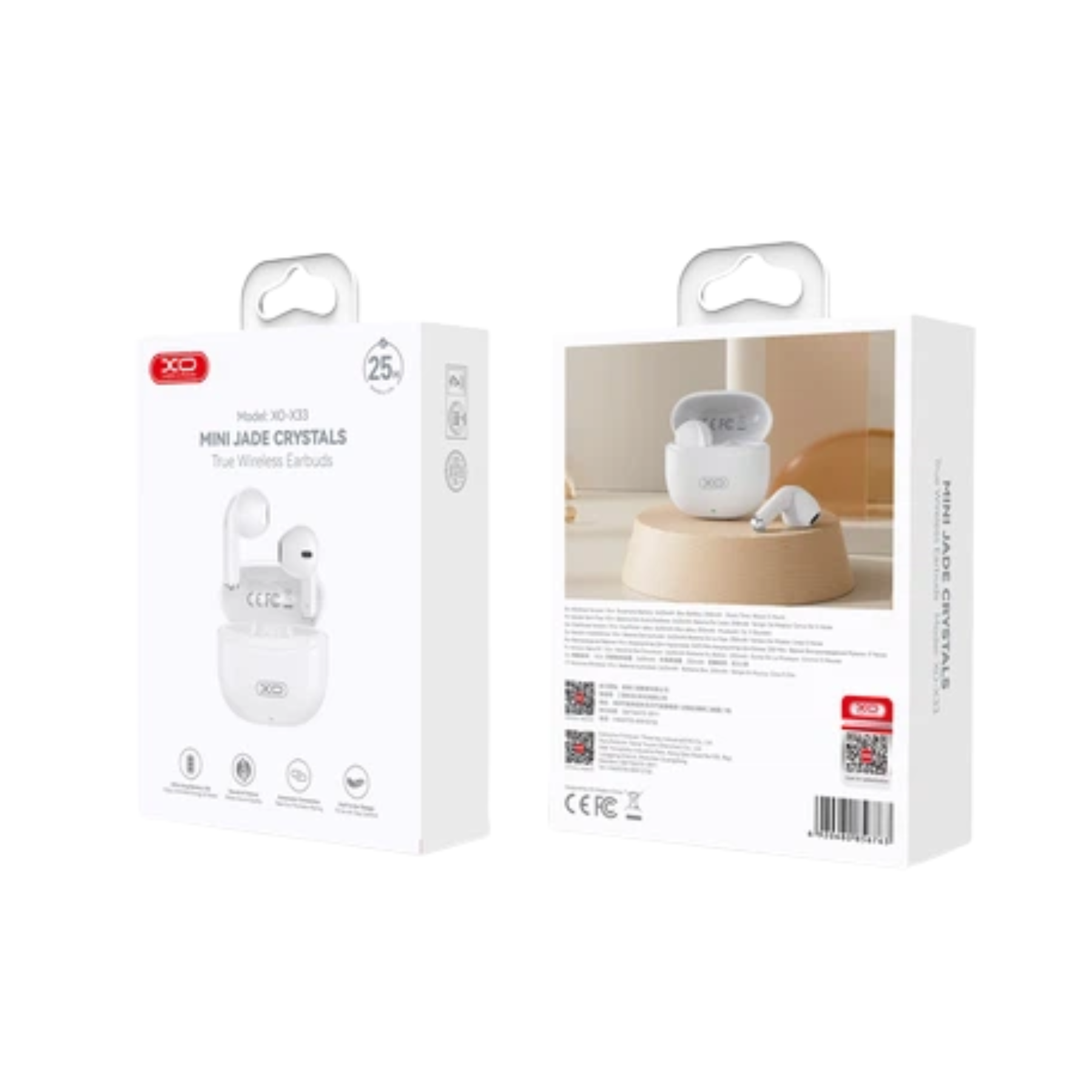 Audífonos inalámbricos XO TWS Bluetooth blanco, estilo limpio y sonido premium