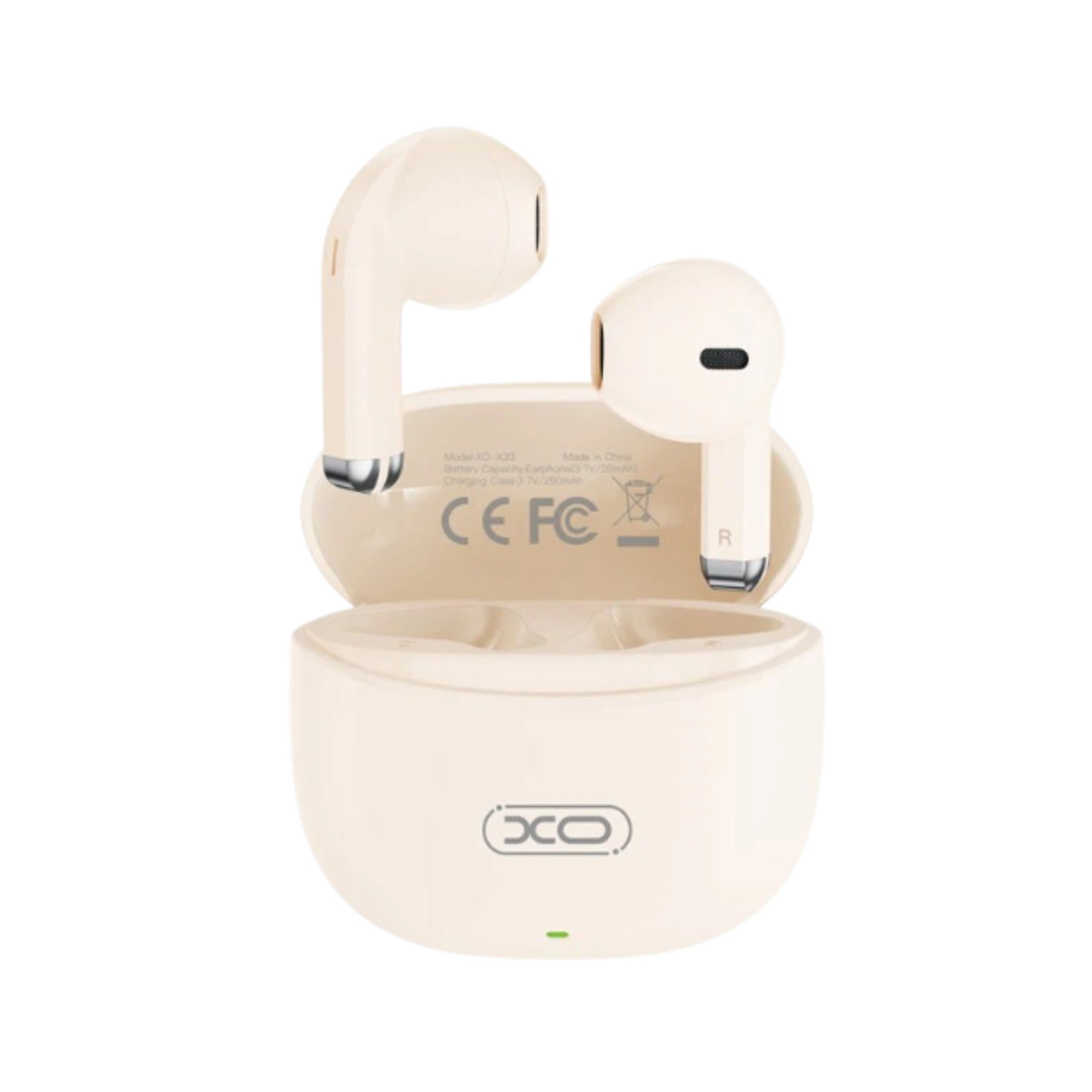 Imagen de Audífonos inalámbricos XO TWS Bluetooth beige, sonido premium con look elegante