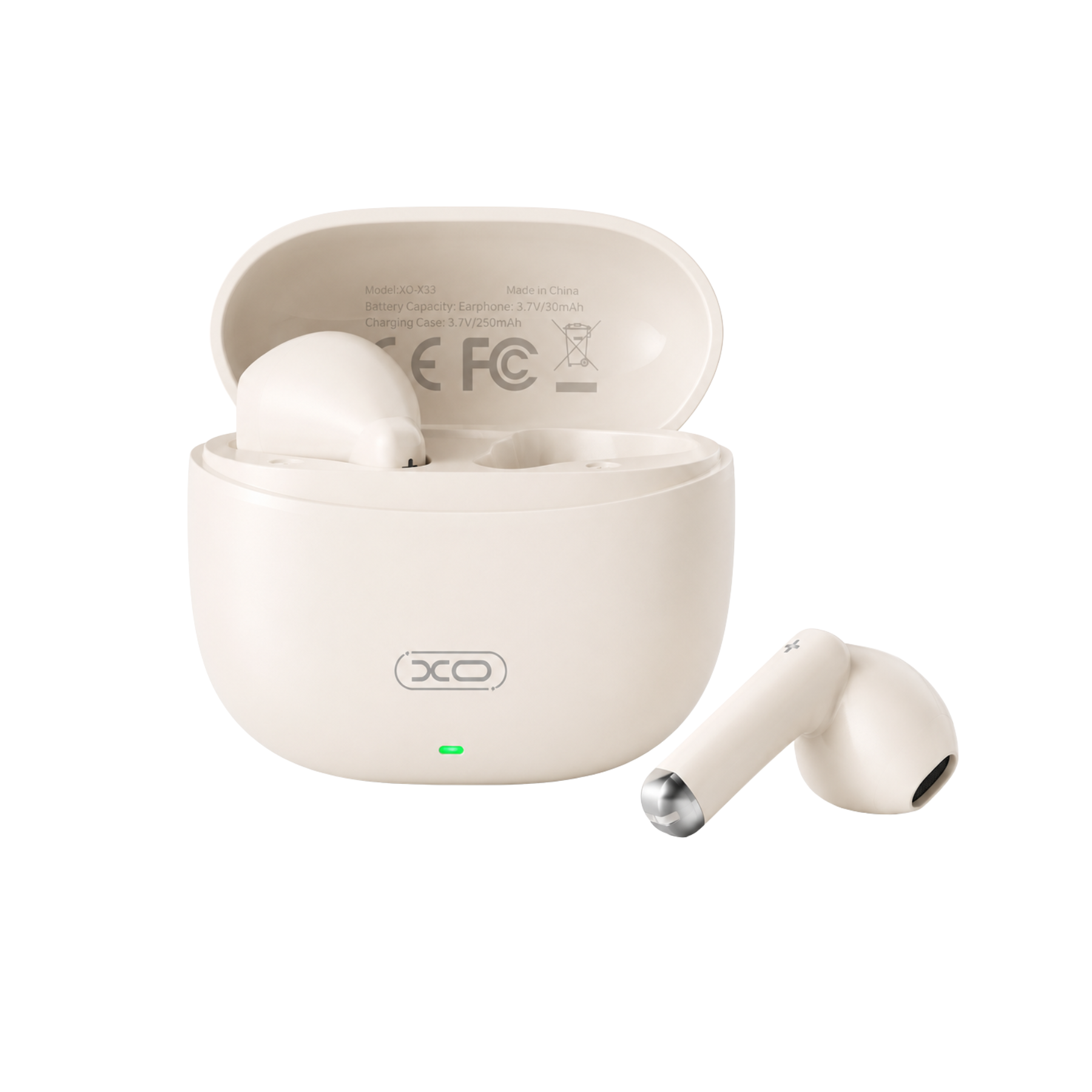 Audífonos inalámbricos XO TWS Bluetooth beige, sonido premium con look elegante