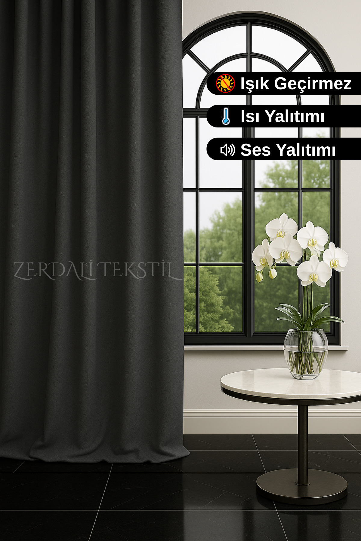 Özel Dikim 1.Sınıf Siyah Blackout Işık Geçirmez Fon Perde Ekstraforlu Karartma Blackout detay 9