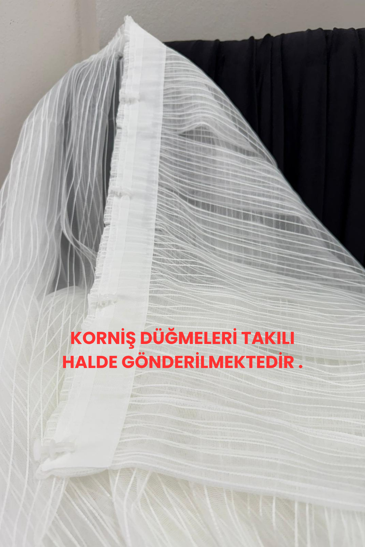 Lüks Elegance 1/3 Sık Pileli Çizgili Tül Perde detay 2