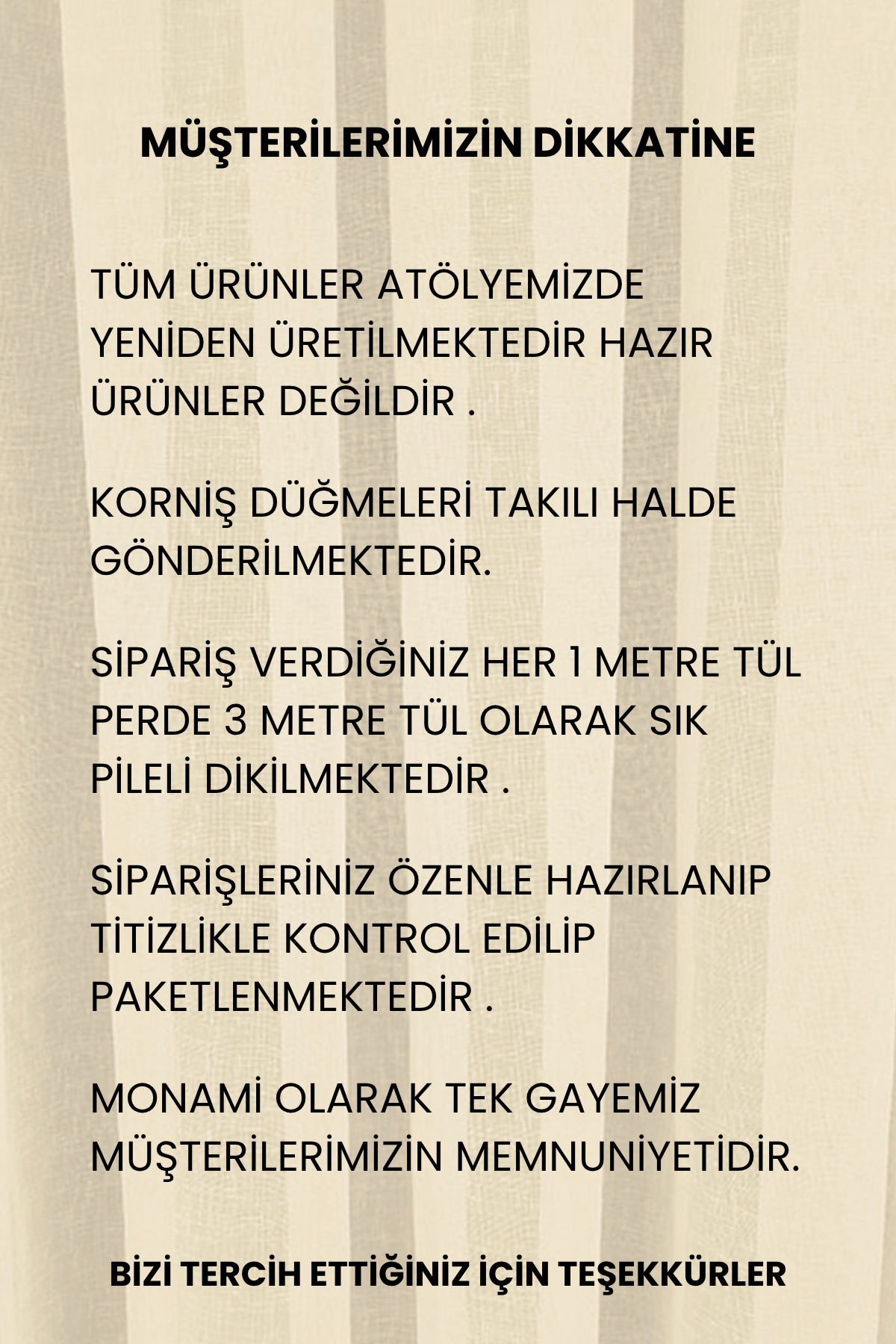 Lüks Elegance 1/3 Sık Pileli Çizgili Tül Perde detay 4