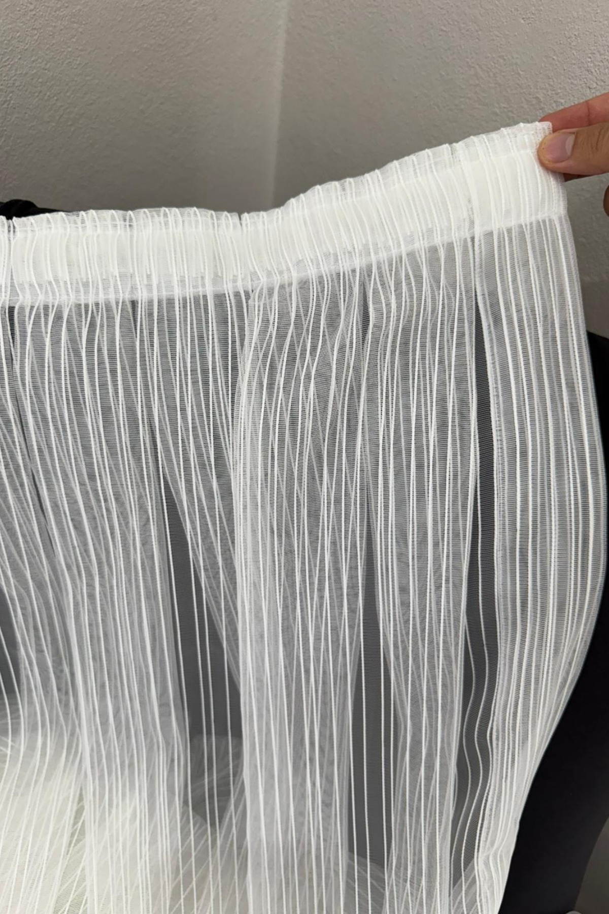 Lüks Elegance 1/3 Sık Pileli Çizgili Tül Perde detay 6