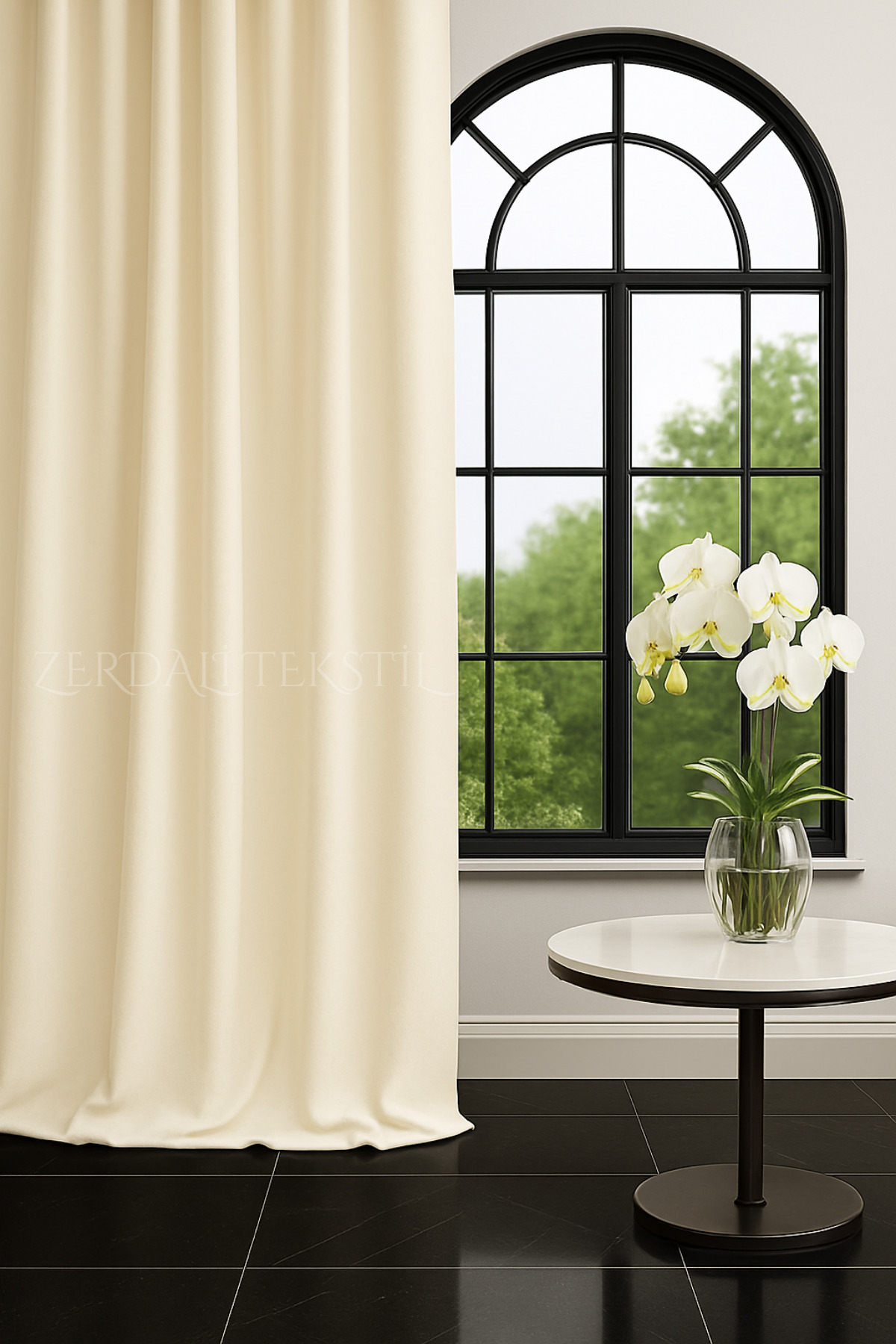 Lüks 1. Sınıf Özel Dikim Beyaz Saten Perde detay 2