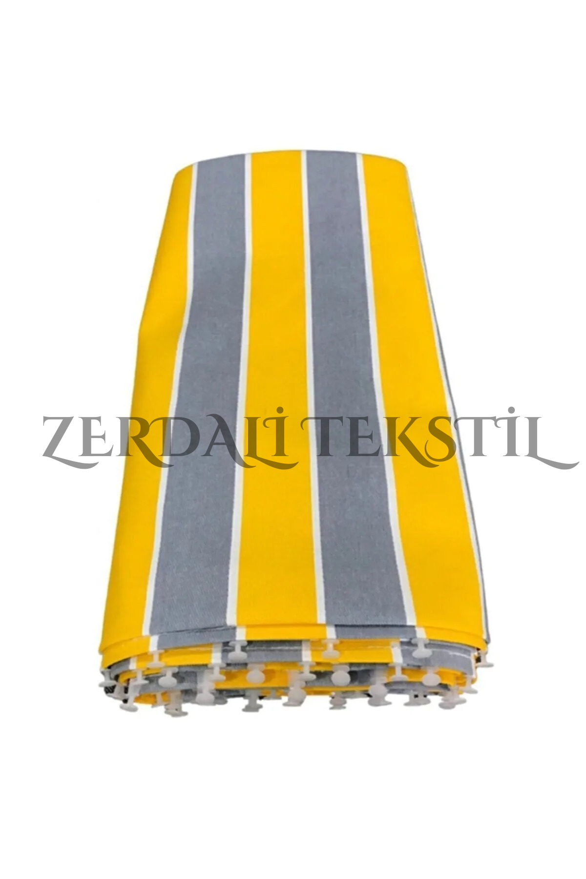 Lüks 1.Sınıf 1.Kalite Sarı-Gri EnxBoy Bağcıklı Balkon Perdesi - MiraTekstil 