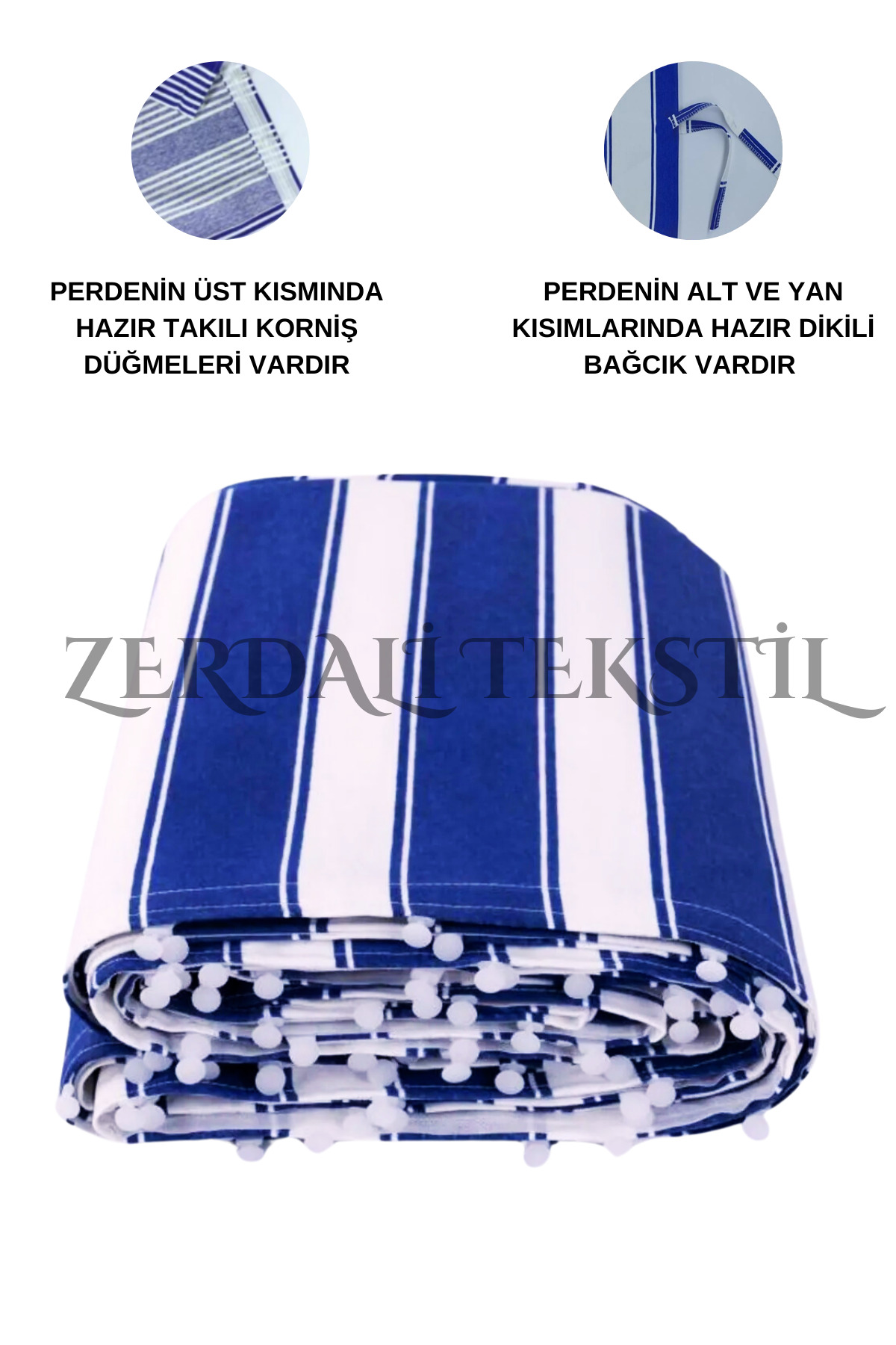 Lüks 1.Sınıf 1.Kalite Sarı-Gri EnxBoy Bağcıklı Balkon Perdesi detay 7