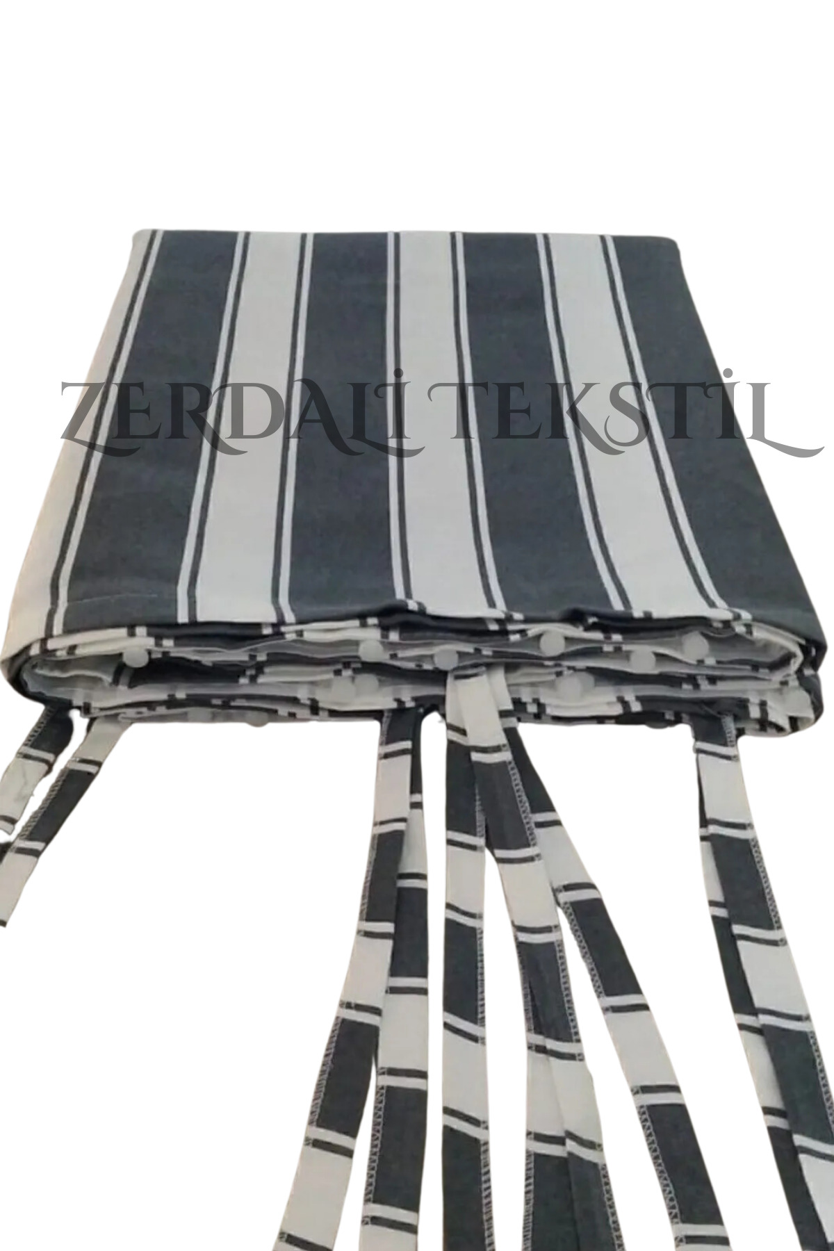 Lüks 1.Sınıf 1.Kalite Gri-Beyaz EnxBoy Bağcıklı Balkon Perdesi