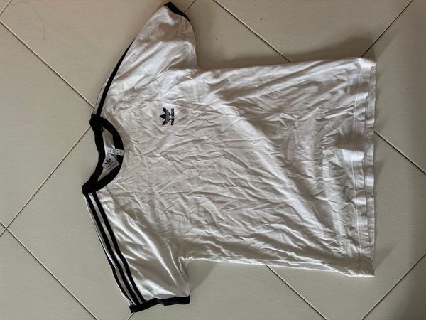 Adidas White 3-Stripes Ringer T-Shirt