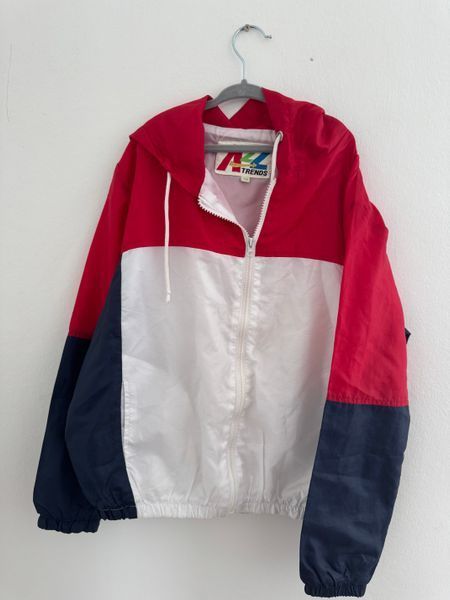 K-Z TRENDS Red White Blue Color Block Windbreaker Jacket