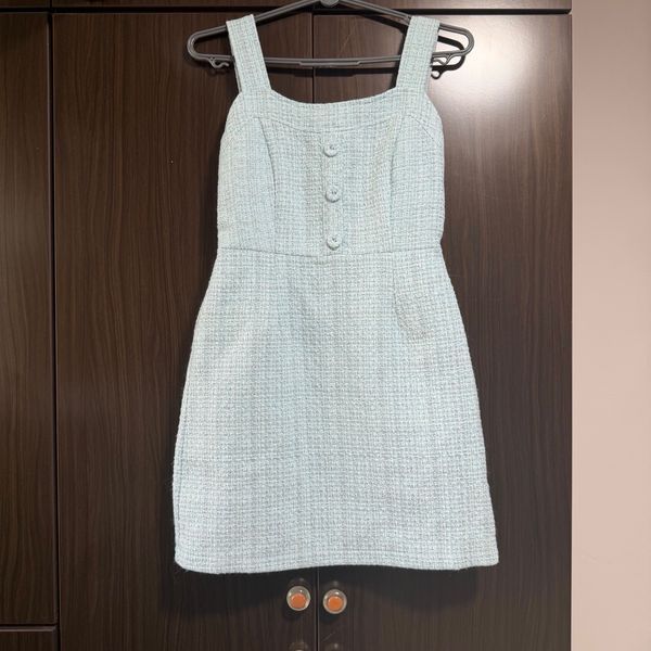 Light Blue Tweed Mini Dress