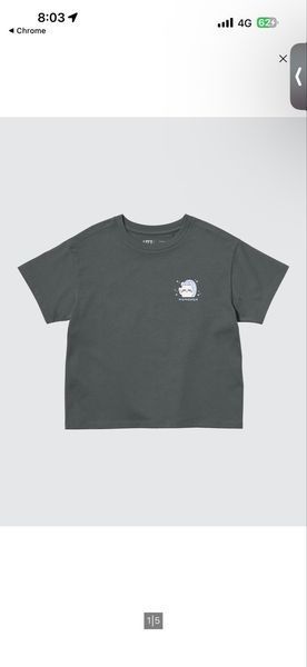 Uniqlo kids 140 Momonga Graphic T-shirt (Dark Grey)