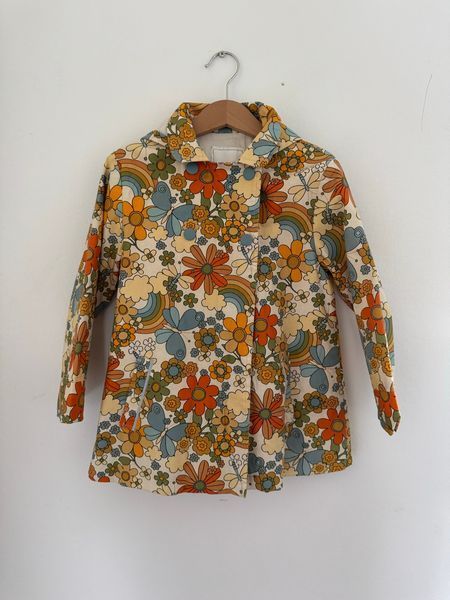 Next 70s floral hooded coat, kids 4-6y