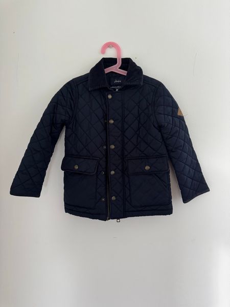 Joules navy quilted jacket, kids 4-6y