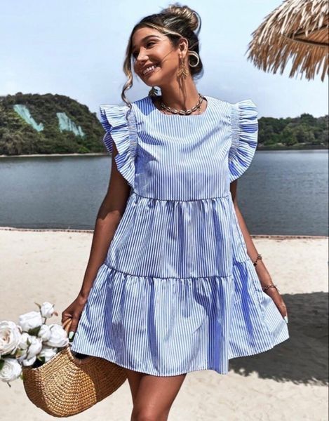 SHEIN Blue Stripe Dress Size M